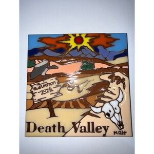 Death Valley AZ Handmade Tile Decor Art Pottery M. Rit Earthtones
